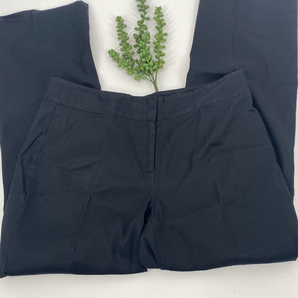 J.Jill‎ Stretch Linen Blend Straight Pants Flat Front Black Size 8